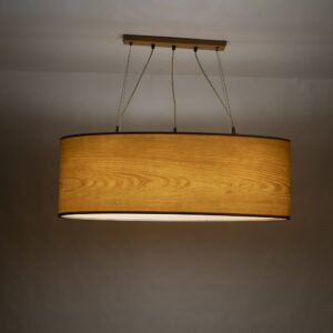 handgefertigte Pendelleuchte 90 cm aus Kiefer Holzfurnier für Hotels und Restaurants