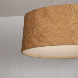 handgefertigte Pendelleuchte aus Wurzelholz Furnier 70 cm für stilvolle Innenräume
