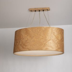 moderne große Pendelleuchte aus Wurzelholz Furnier mit warmem Licht