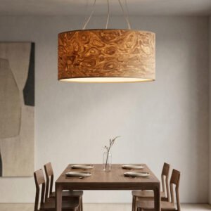 Aurinko Pendelleuchte 70 cm aus Wurzelholz Furnier moderne Esszimmer Beleuchtung
