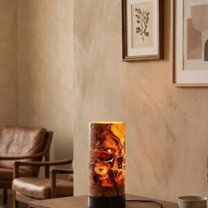 LIEKKI 20 cm colored ash wood table lamp in cozy interior warm decorative light