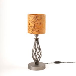 Handgefertigte TIKKA Tischleuchte Mazel Holz Furnier mit Metallgehäuse moderne Holzlampe für Wohnräume