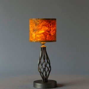 TIKKA Tischlampe aus Mazel Holz mit Metallkörper handgefertigte Holz Tischleuchte modernes Design