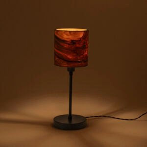 Handgemachte Torni Tischlampe aus bunter Esche Holzfurnier im modernen Design