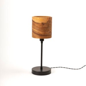 Lampe de table TORNİ en bois avec cuivre et frêne coloré fabrication artisanale