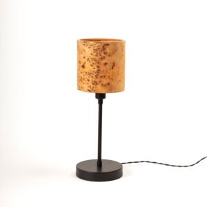 Lámpara de mesa TORNİ de madera con cobre y chapa Mazel