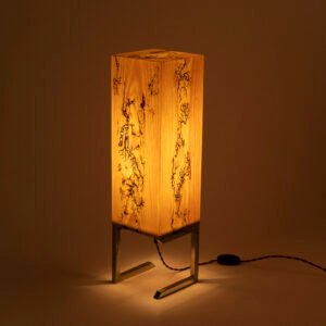 Handmade burned pine wood table lamp TULI charred wood veneer modern lighting
