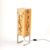 TULI charred pine wood table lamp front view dark natural veneer ambient light