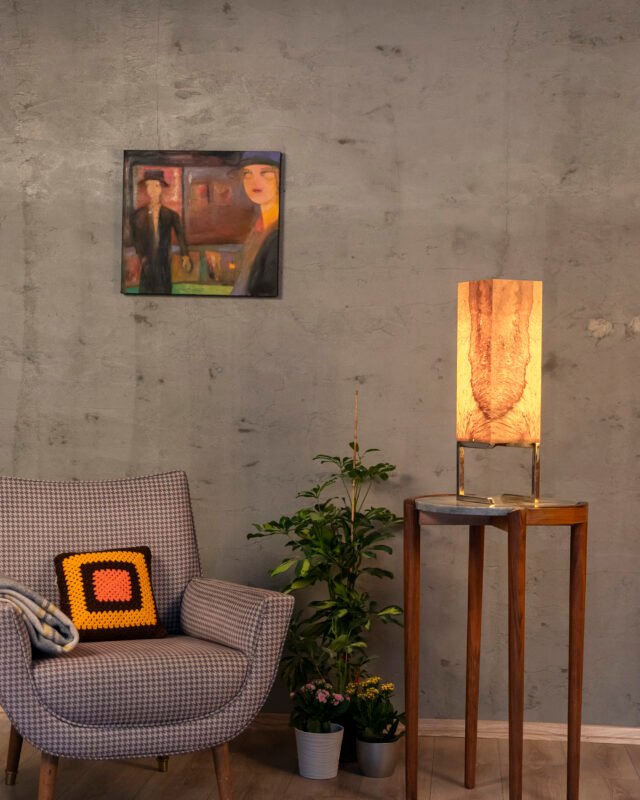 tuli tischlampe aus laurel holzfurnier handgefertigt natürliche design lampe