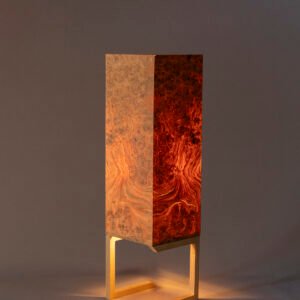 tuli tischlampe aus madrano holzfurnier handgefertigt natürliche design lampe