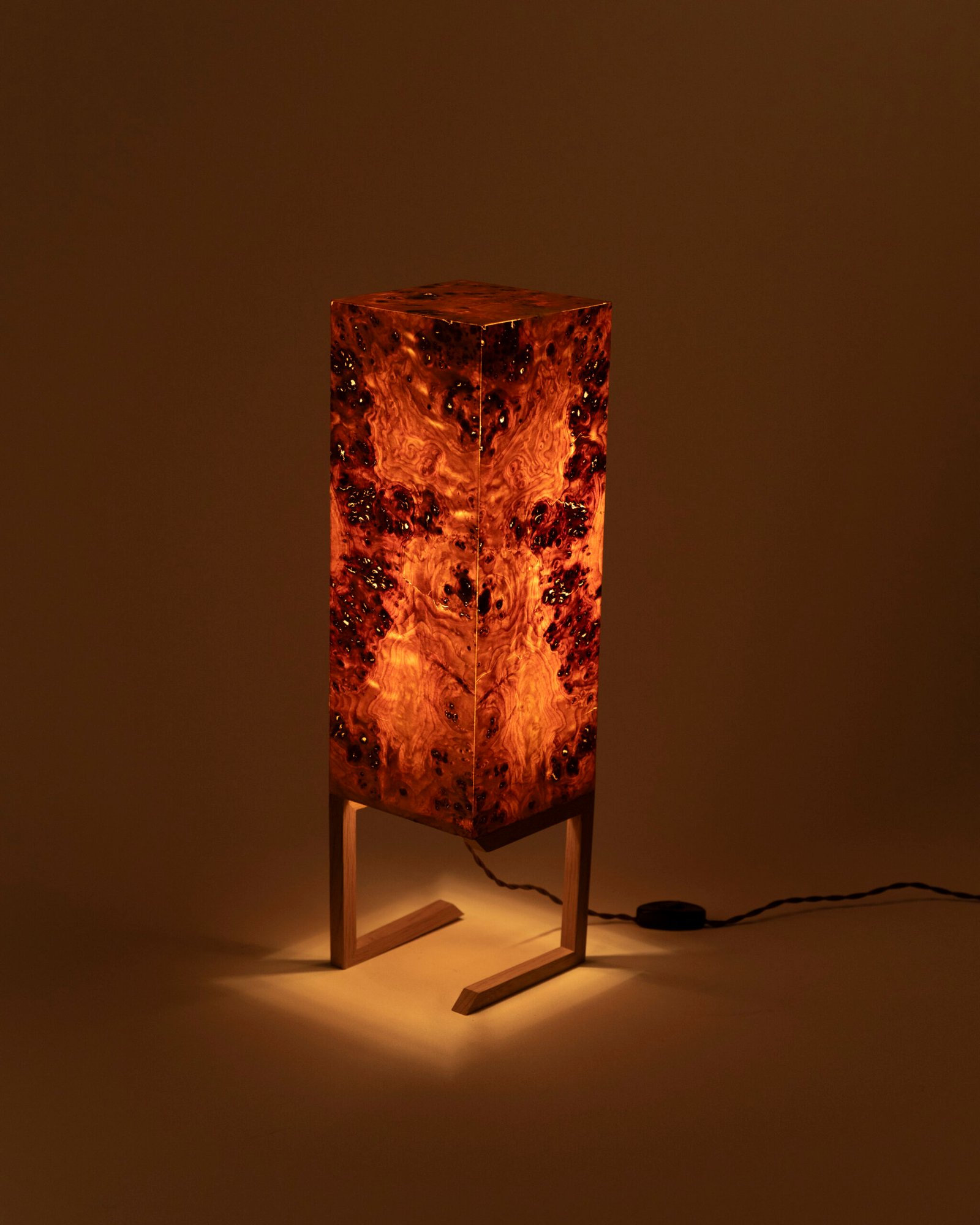 Handmade mazel wood table lamp TULI natural veneer modern ambient lighting