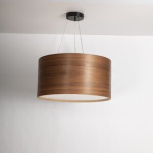 VALO Holz Pendelleuchte 40 cm Walnuss Furnier Frontansicht