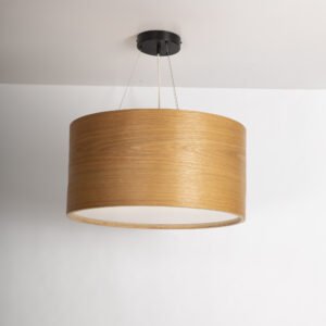 lampe suspension bois chêne VALO 60 cm LED artisanale moderne