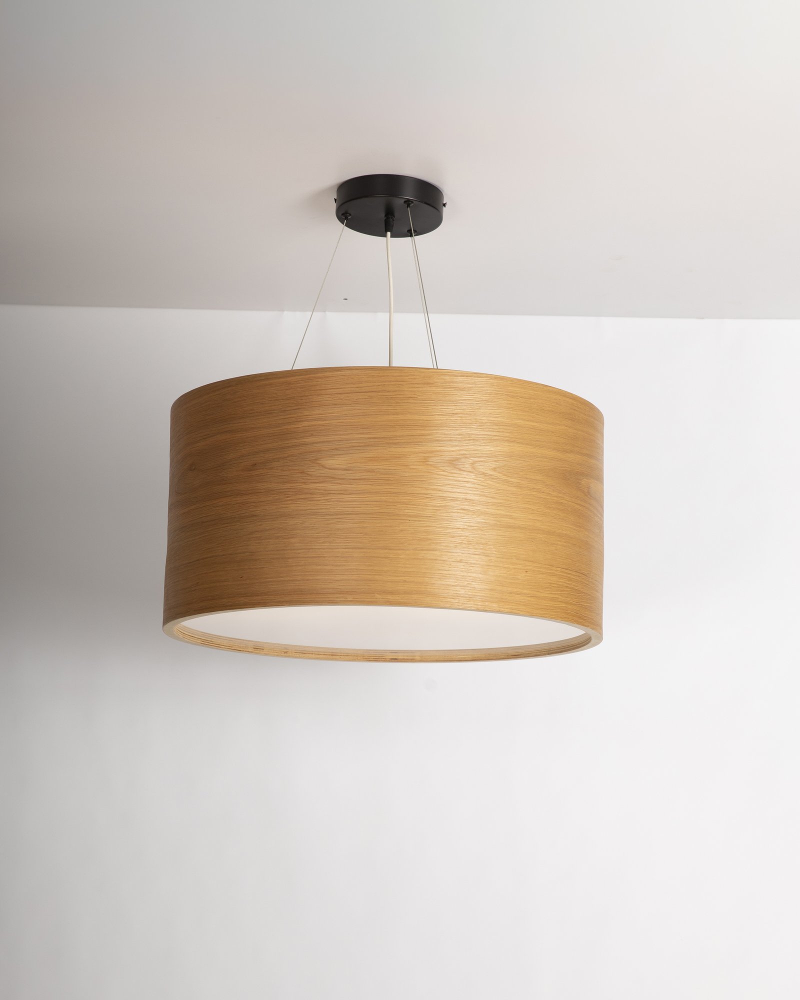 lampe suspension bois chêne VALO 60 cm LED artisanale moderne