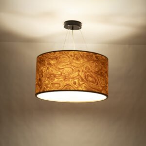 VALO Pendelleuchte 50 cm aus Wurzelholz Furnier mit warmer Beleuchtung