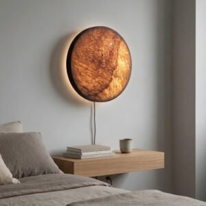 YÖ Laurel Holz Wandleuchte 30 cm aus natürlichem Holzfurnier mit indirektem Licht