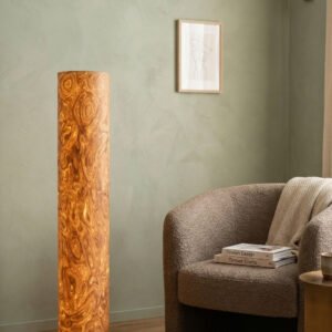 TUHKIMO Holz Stehlampe 65 cm mit Wurzeloptik Furnier modernes Design